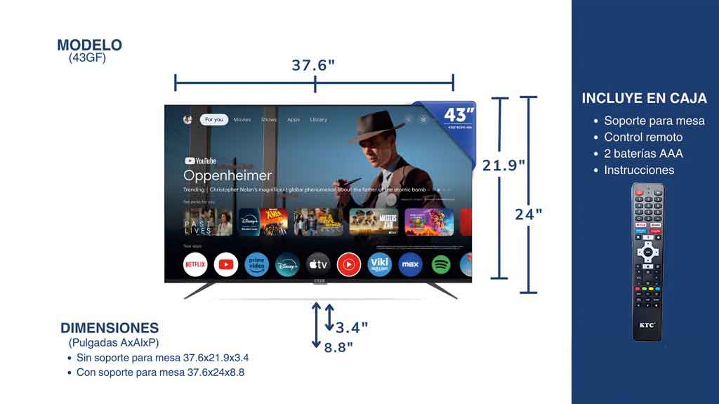 TELEVISOR KTC 43" SMART/LED/HD/AND (M43LED)(43G2)