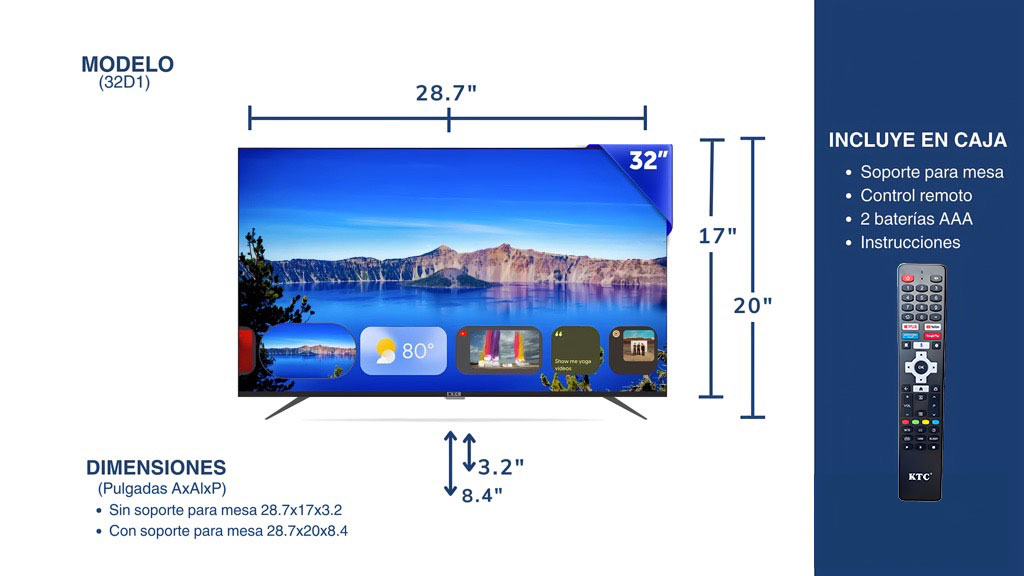 TELEVISOR KTC 32" SMART/LED/HD/AND (M32LED)(32GS)(32D1)