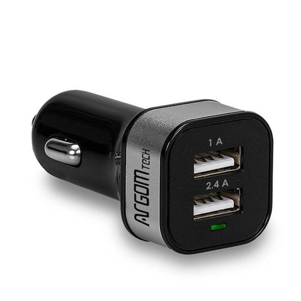 ADAPTADOR ARGOM CARGADOR 2-PUERTOS USB 3.4A BLACK (ARG-AC-0112BK)