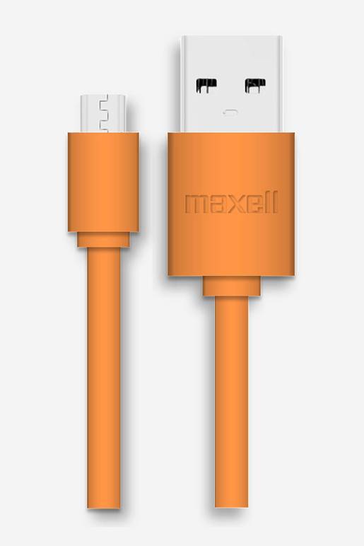 CABLE MAXELL 6FT REVERSIBLE USB TO MICRO USB CON AC ADAPTER (MUSB-600)ORANGE(347397)