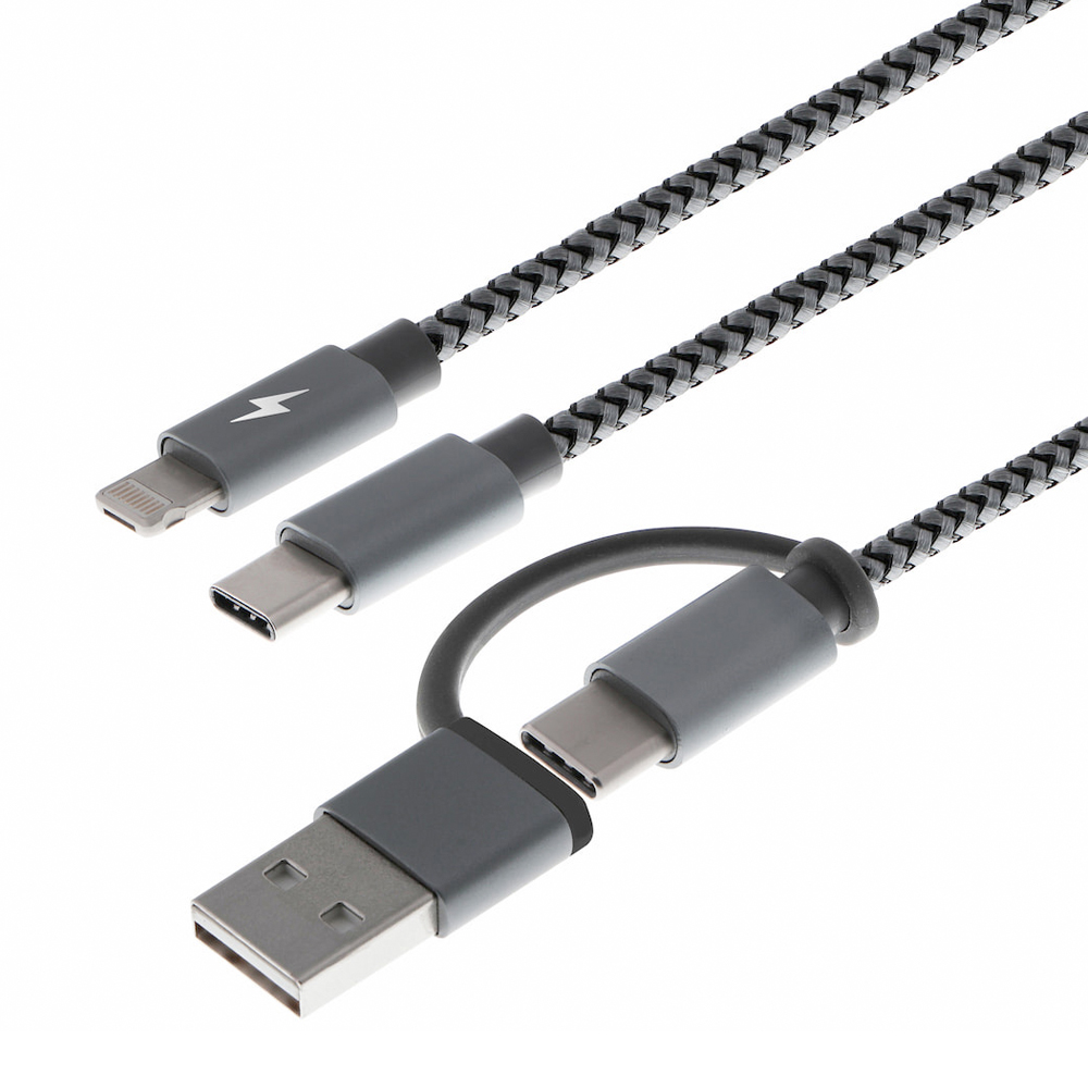 CABLE XTECH 4FT MULTI TRENZADO 5 IN 1 MICRO USB-LIGHTNING-USB-C (XTC-560)