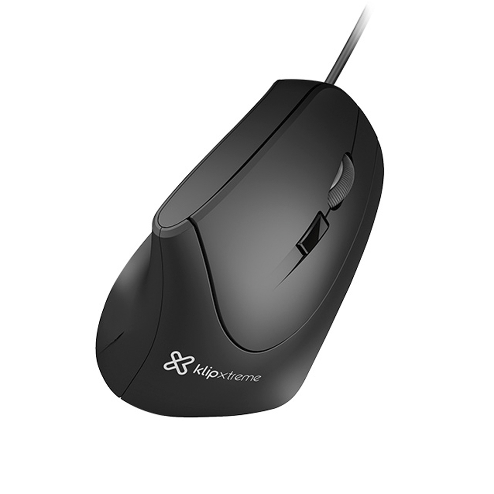 MOUSE KLIPX ERGONÓMICO VERTICAL 1000-1600 DPI USB BLACK (KMO-506)