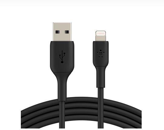 CABLE BELKIN 6FT BOOST LIGHTNING TO USB-A BLACK (CAA001BT2MBK)