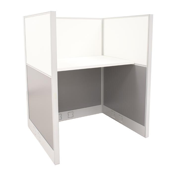 WORKSTATION STARKEN PARA 1 PERSONAS WHITE/GREY MELAMINE (MH-L1)