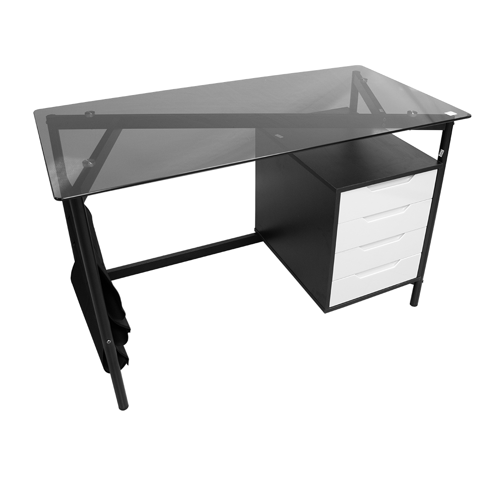 MUEBLE (PC) STARKEN WHITE/BLACK CLEAR TOP (CT-3633)