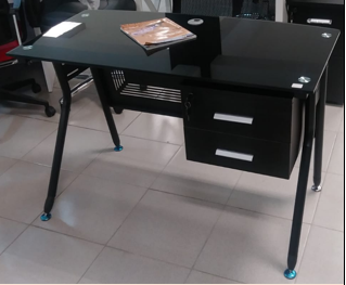 ESCRITORIO EJECUTIVO STARKEN GLASS TOP 1.2M BLACK (DC-B1651)