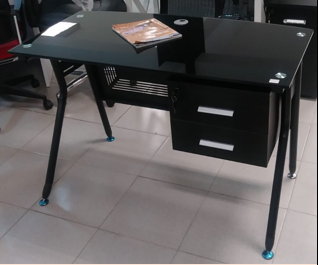 ESCRITORIO EJECUTIVO STARKEN GLASS TOP 1.4M BLACK (DC-B1651)