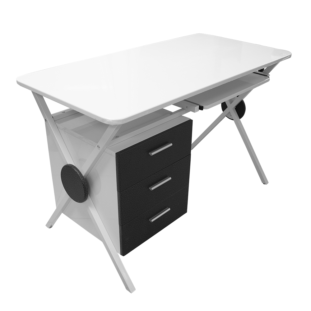 MUEBLE (PC) STAKEN WHITE/BLACK MELAMINE TOP (S-356)