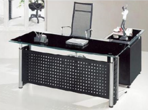 ESCRITORIO EJECUTIVO STARKEN GLASS TOP 1.8M BLACK (DC-B019)