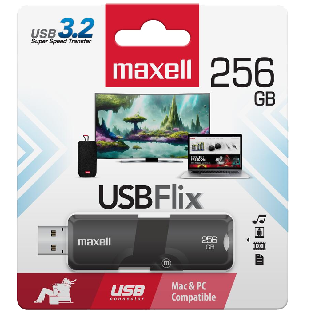 PEN DRIVE MAXELL FLIX 256GB USB 3.2 BLACK (348488)