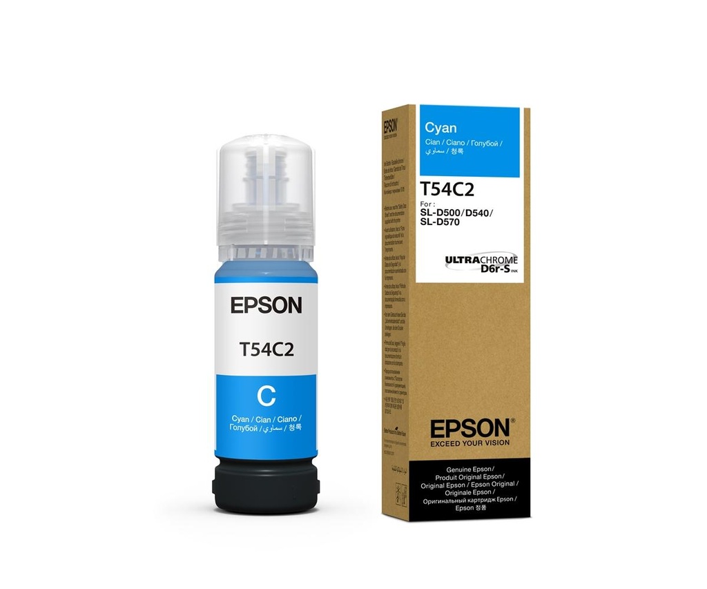 BOTELLA DE TINTA EPSON (#T54C) ULTRACHROME D6R-S PARA SURELAB D570 CYAN (T54C220)