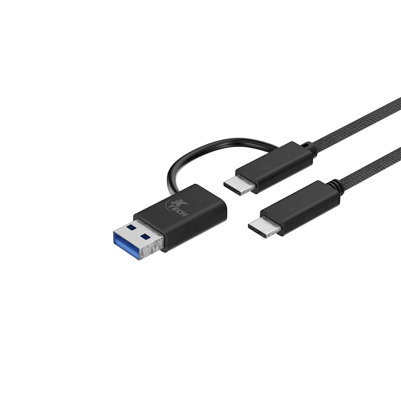 CABLE XTECH 6FT USB-C 2 IN 1 USB-C TO USB-A BLACK (XTC-532)