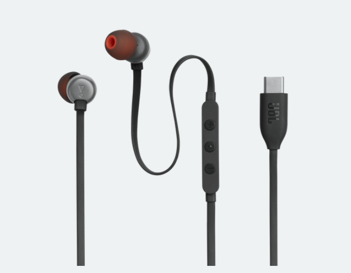 EARPHONES JBL TUNE 310C WITH USB-C BLACK (JBLT310CBLKAM)