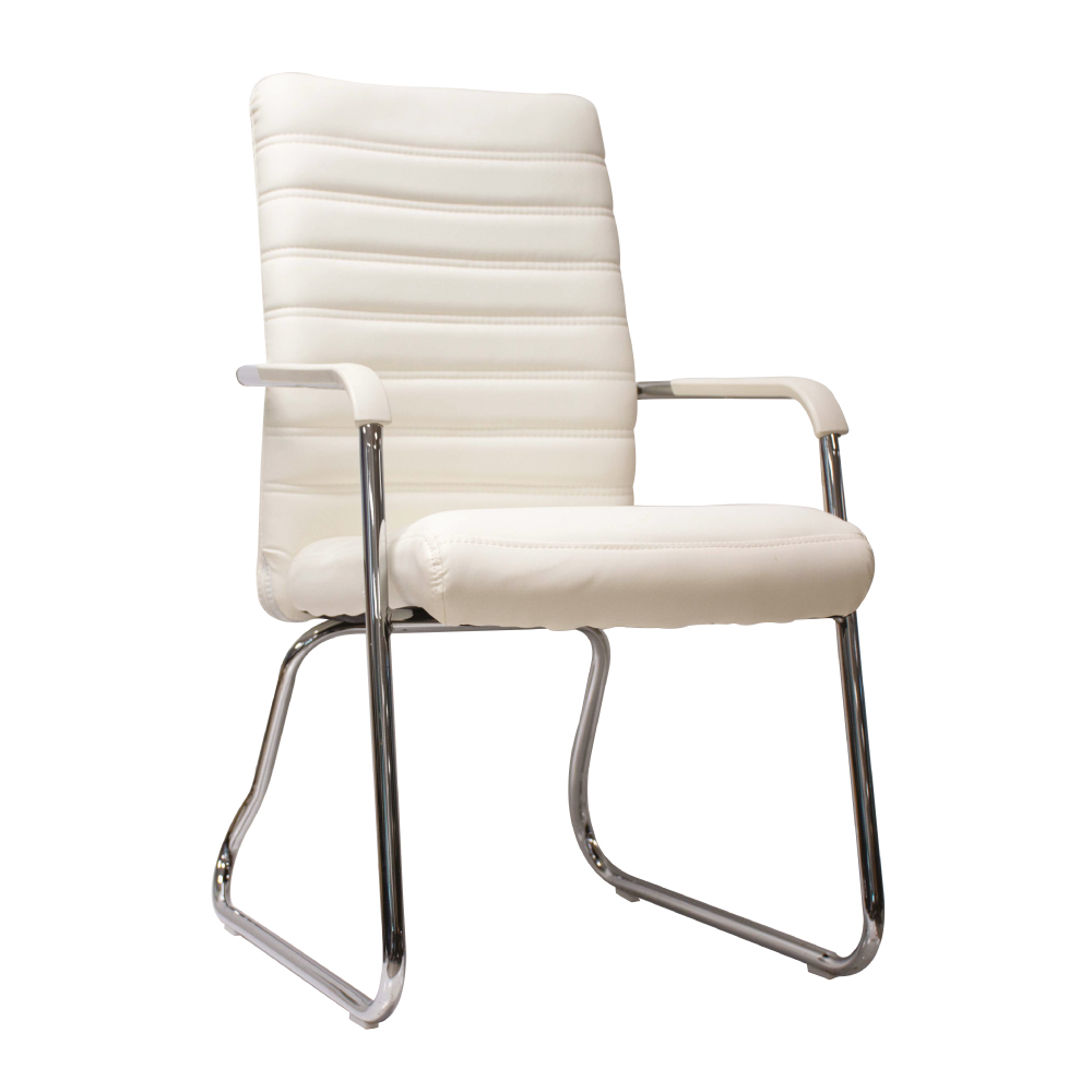 SILLA DE ESPERA STARKEN EN PIEL CON BRAZOS WHITE (B-03)