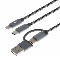 [CAB1549] CABLE XTECH 4FT MULTI TRENZADO 5 IN 1 MICRO USB-LIGHTNING-USB-C (XTC-560)