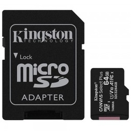 [MEM1154] MEMORIA MICRO SD KINGSTON 64GB CLASS-10 UHS-I CON SD ADAPTADOR(SDCS2/64GB)