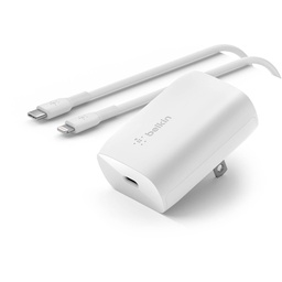 [ADA1439] ADAPTADOR BELKIN WALL CHARGER 30W CON CABLE USB-C TO LGT WHITE (WCA005DQ1MWH-B5)