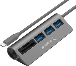 [HUB102] HUB SABRENT 5 IN 1 USB C TO USBx3/MICRO SDx2 GRAY(HB-U3CR)